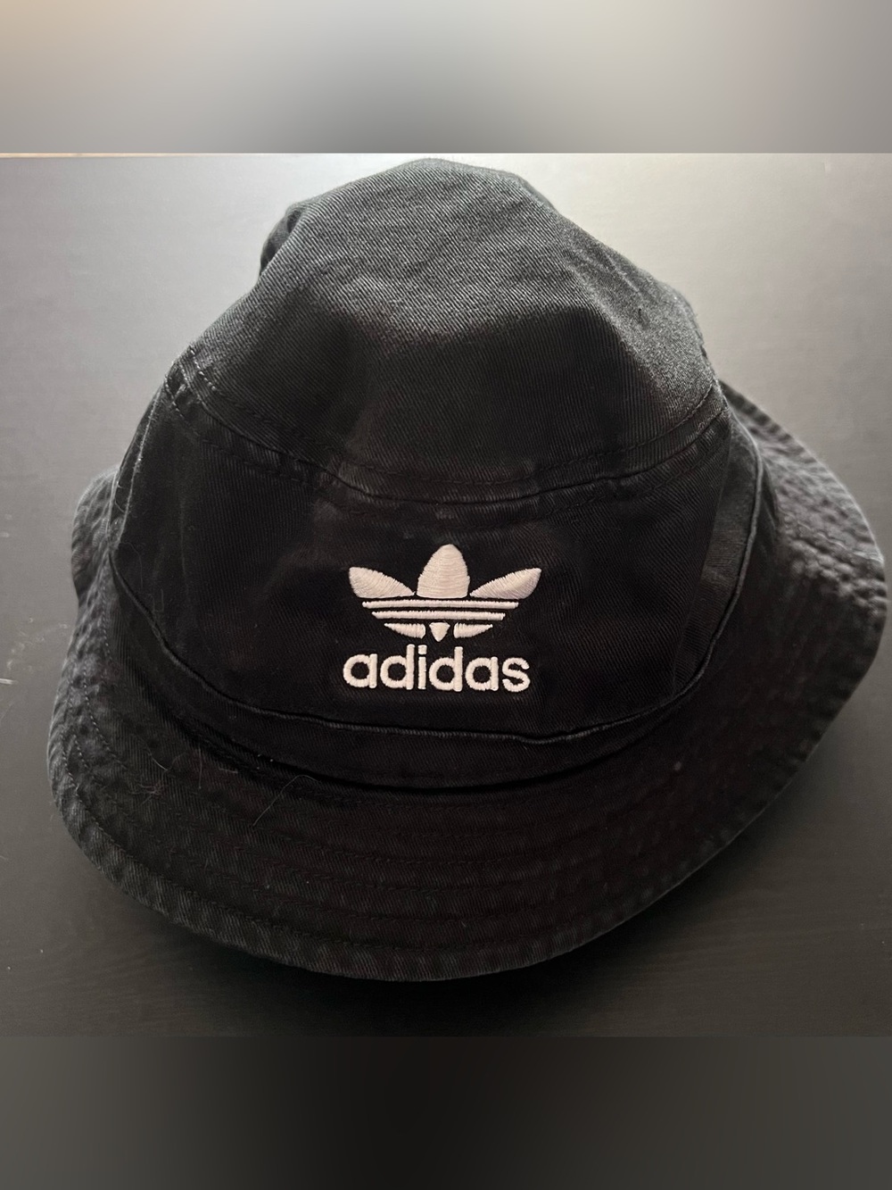 adidas Black Bucket Hat with White Trefoil Logo